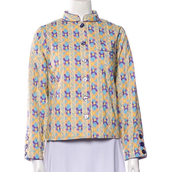 Helmstedt Geometric Quilted Printed Button Down Evening Jacket